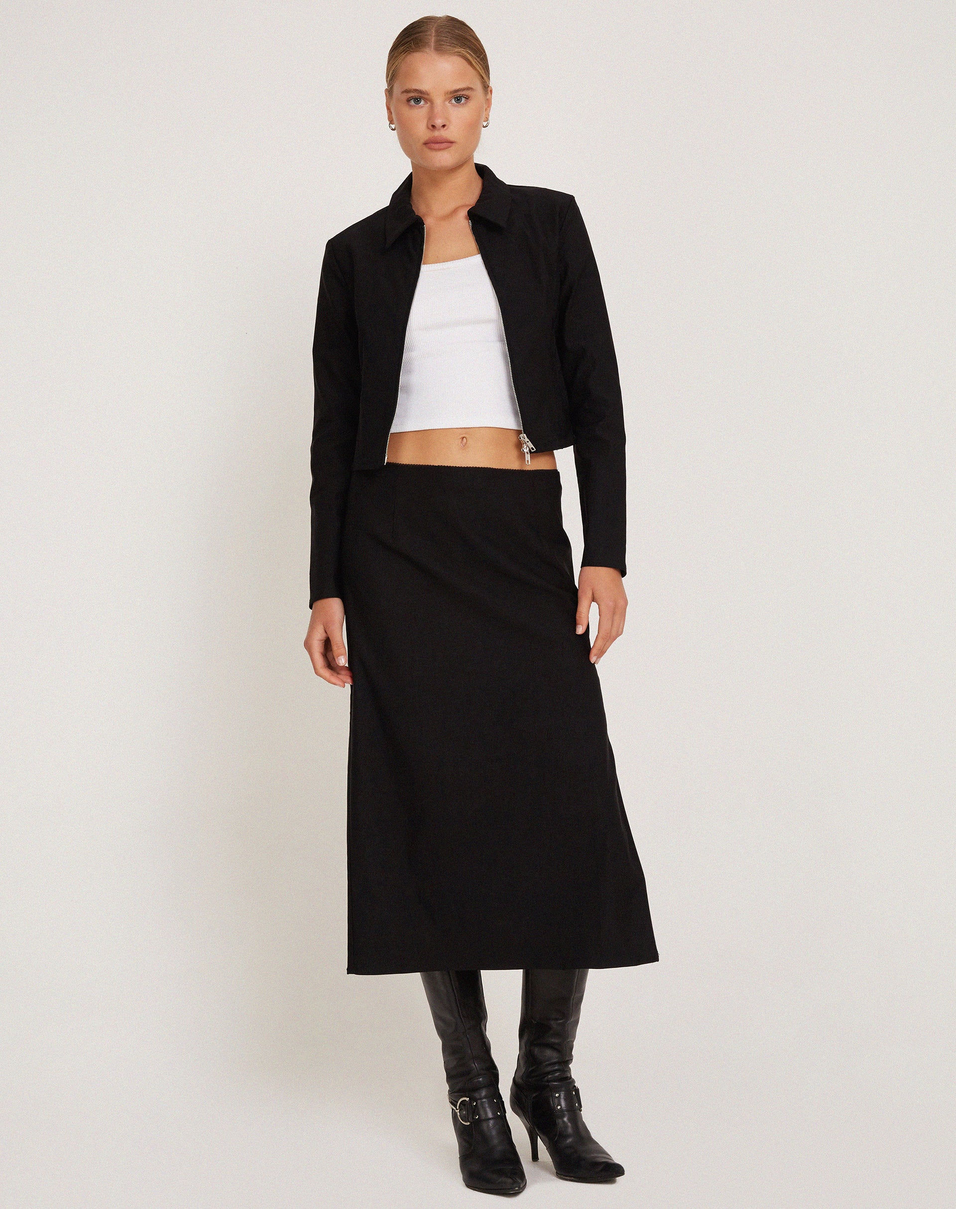 Carson Cropped Jacket in Black-Nico Sky