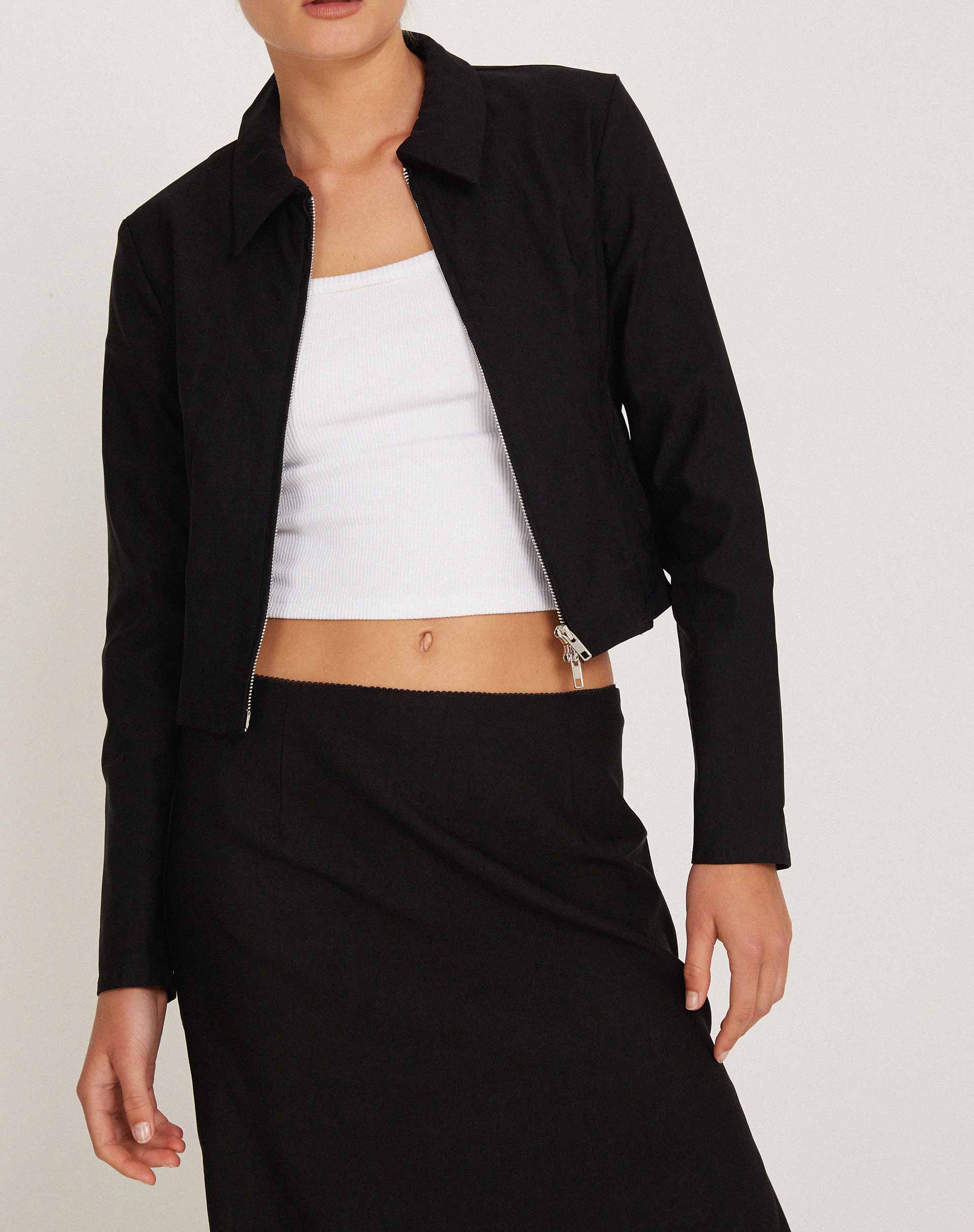 Carson Cropped Jacket in Black-Nico Sky