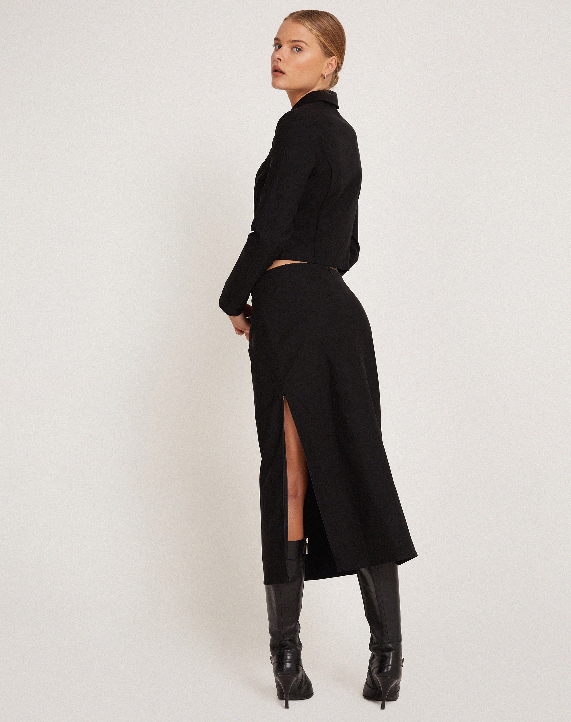 Carson Cropped Jacket in Black-Nico Sky