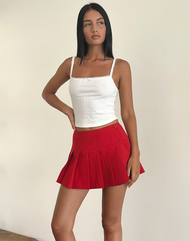 Casini Mini Skirt in Soft Tailoring Red-Nico Sky