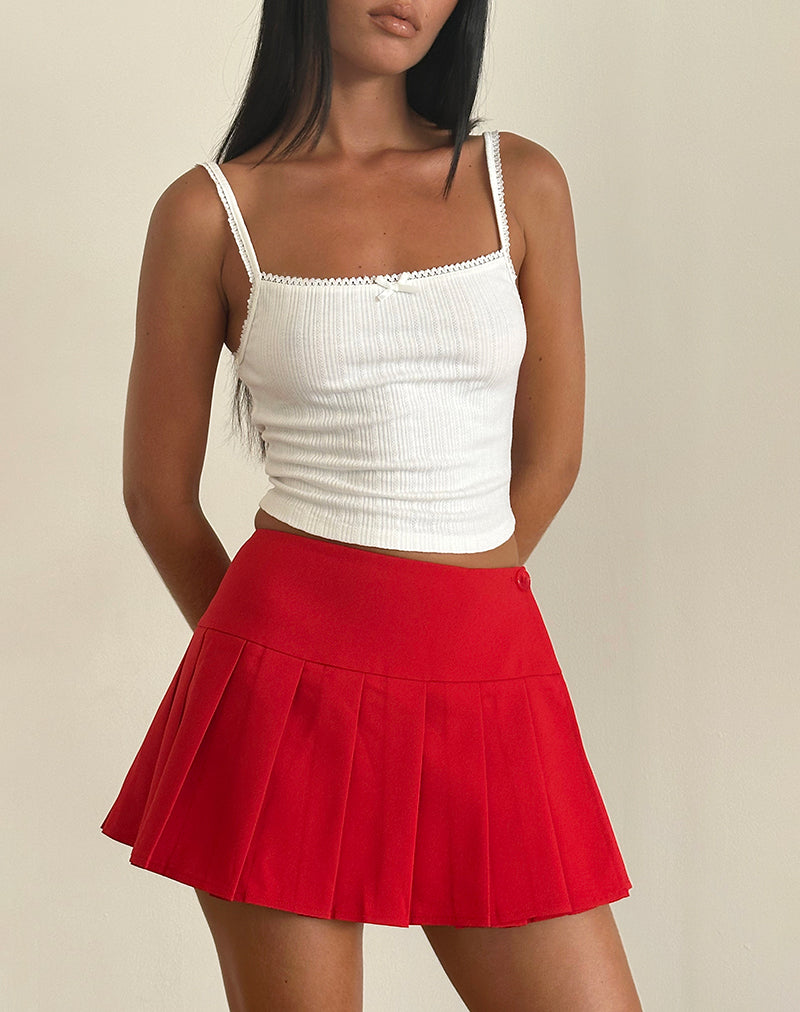 Casini Mini Skirt in Soft Tailoring Red-Nico Sky