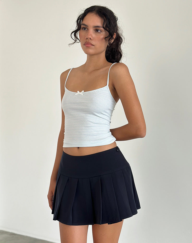 Casini Pleated Micro Skirt in Tailoring Navy-Nico Sky