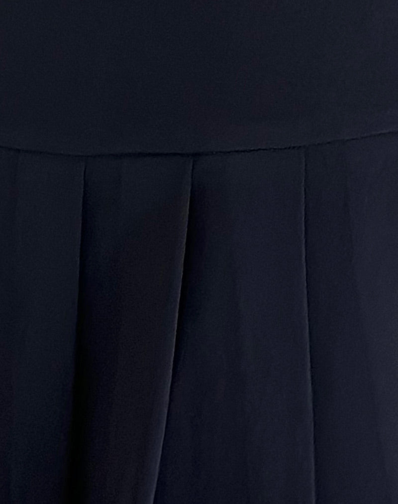 Casini Pleated Micro Skirt in Tailoring Navy-Nico Sky