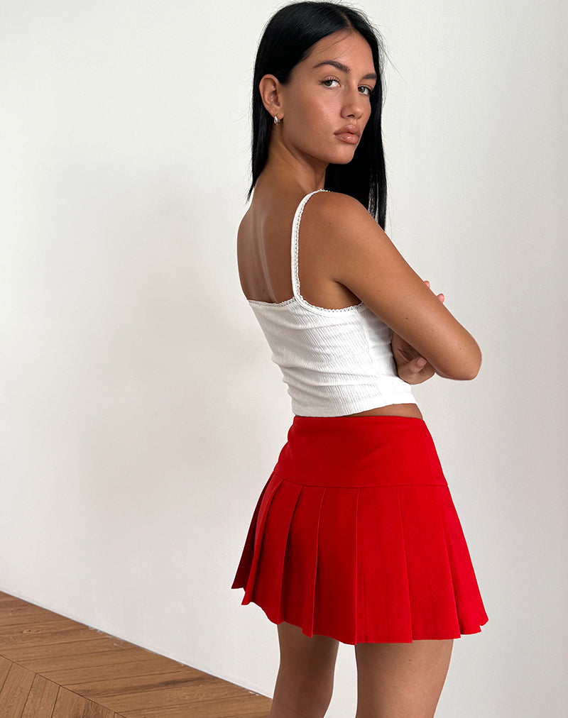 Casini Mini Skirt in Soft Tailoring Red-Nico Sky