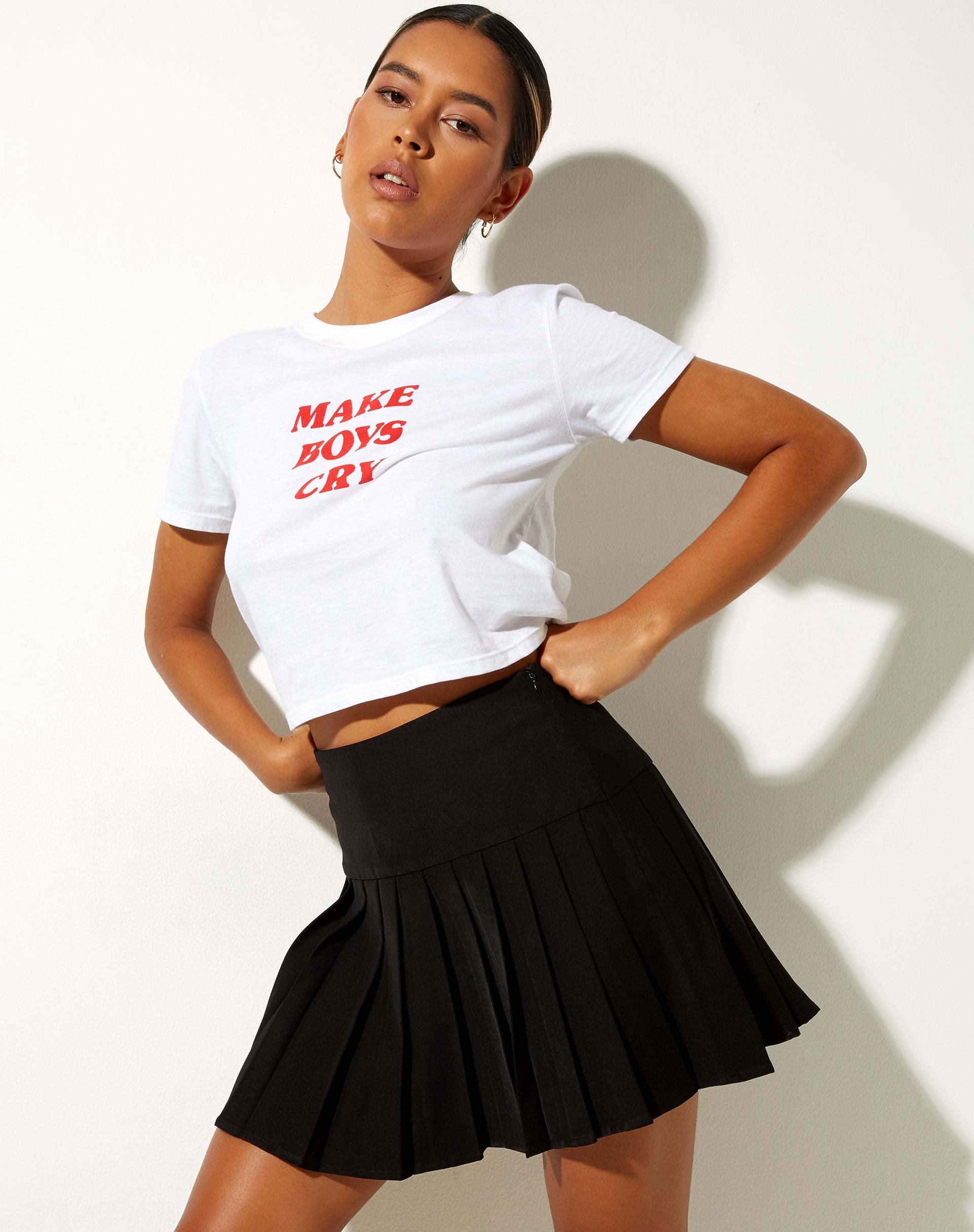 Cason Mini Pleat Skirt in Black-Nico Sky