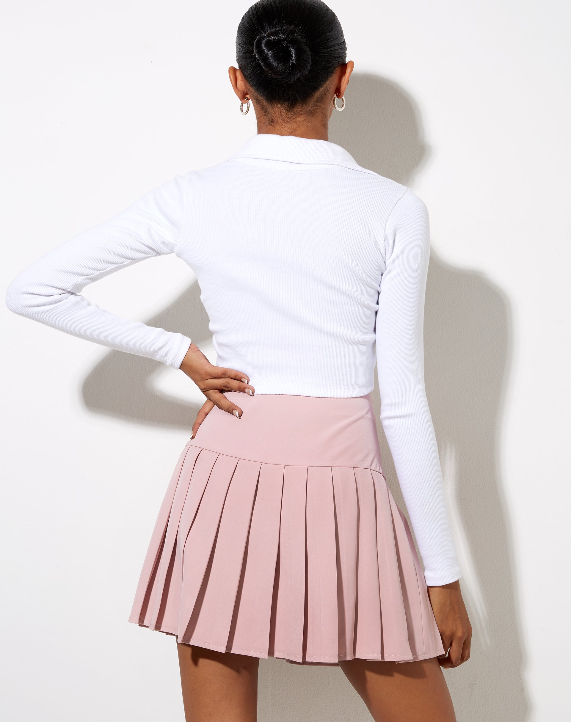 Cason Mini Pleat Skirt in Soft Pink-Nico Sky
