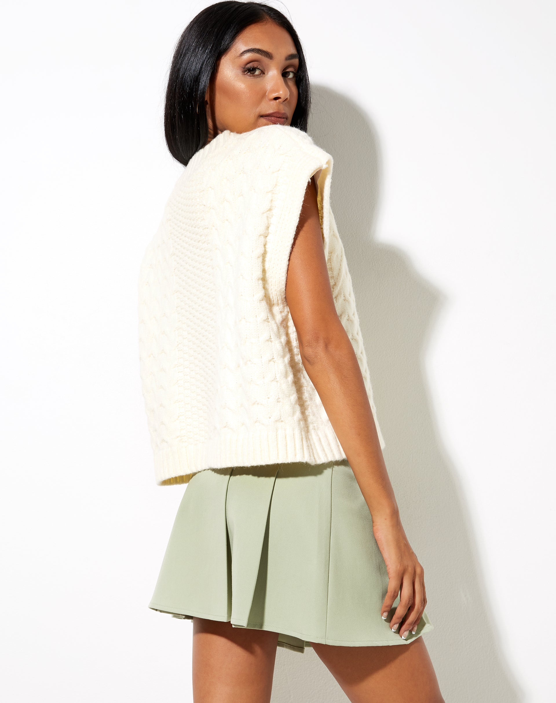 Cassia Pleated Skirt in Sage-Nico Sky