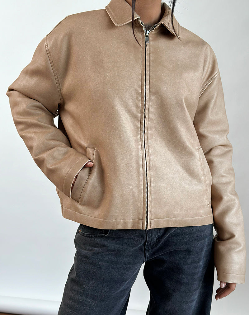 Catalin Jacket In Worn PU Sand-Nico Sky