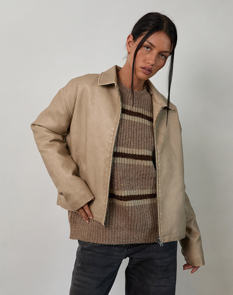 Catalin Jacket In Worn PU Sand-Nico Sky
