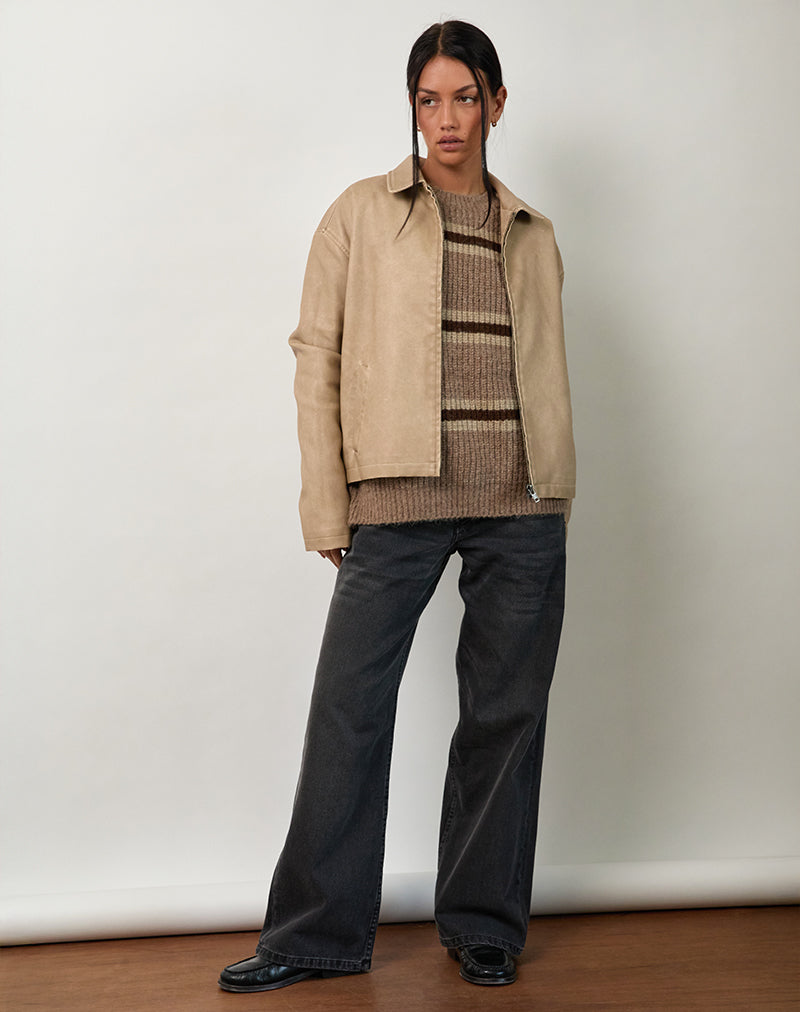 Catalin Jacket In Worn PU Sand-Nico Sky