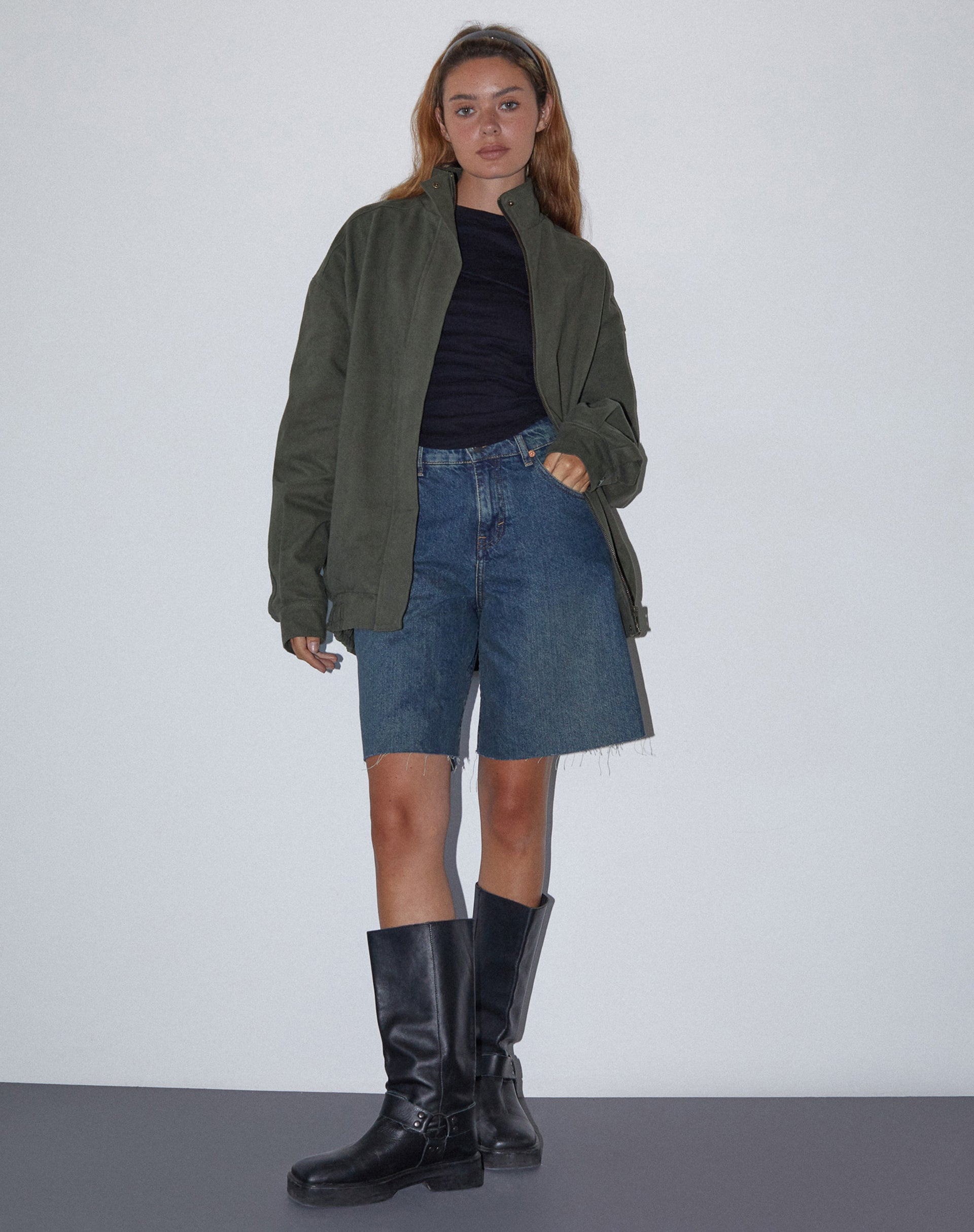 Cavine Bomber Jacket in Burnt Olive-Nico Sky