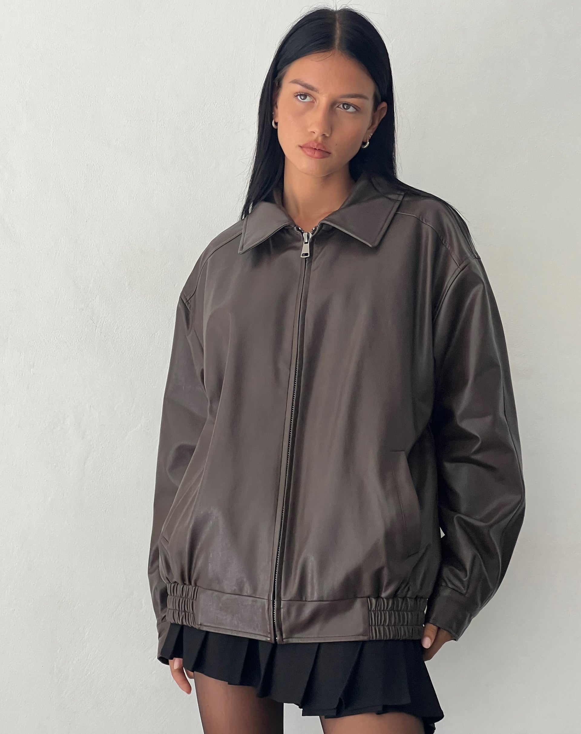 MOTEL X OLIVIA NEILL Cavita Jacket in PU Bitter Chocolate-Nico Sky