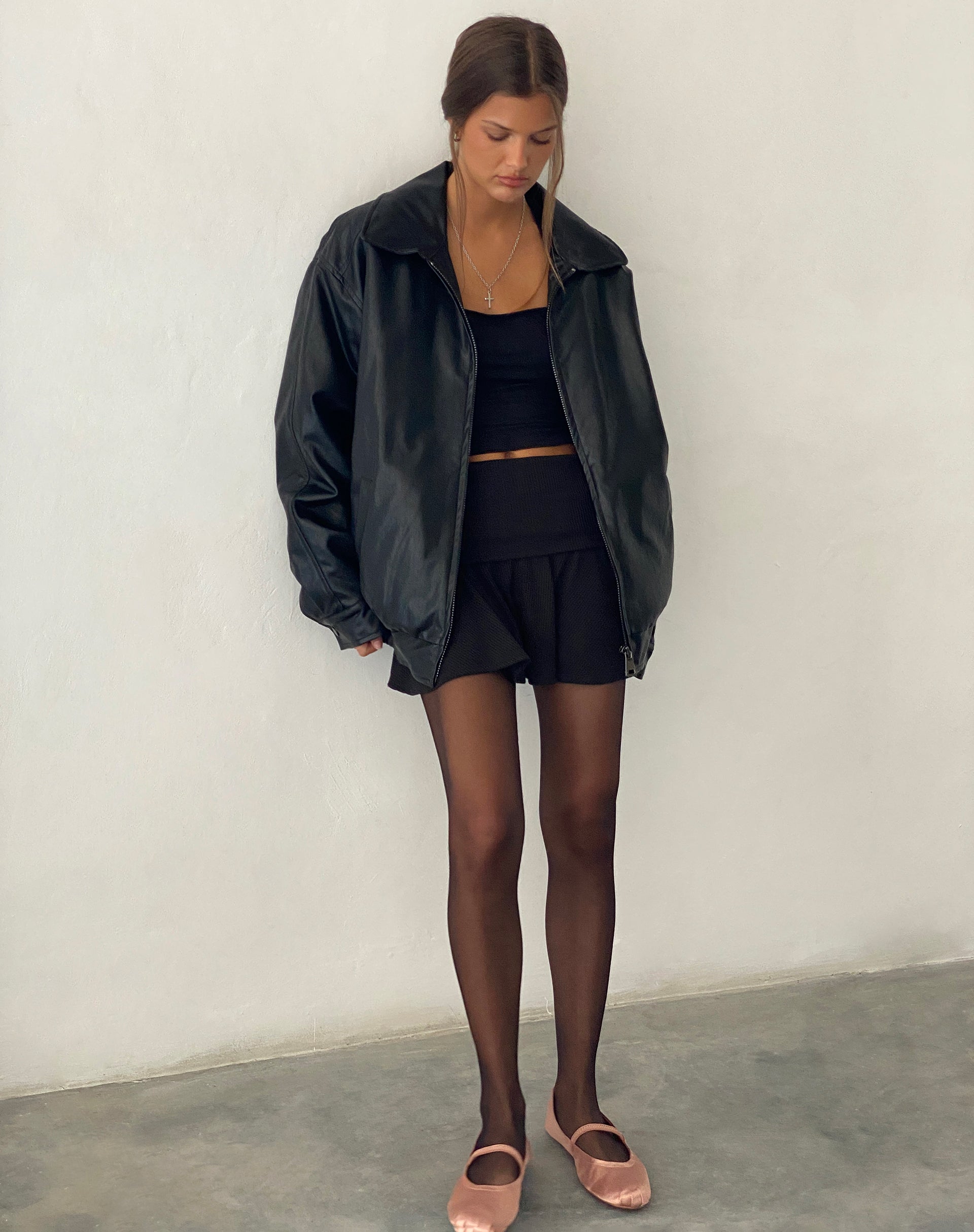 Cavita Jacket in Pu Black-Nico Sky