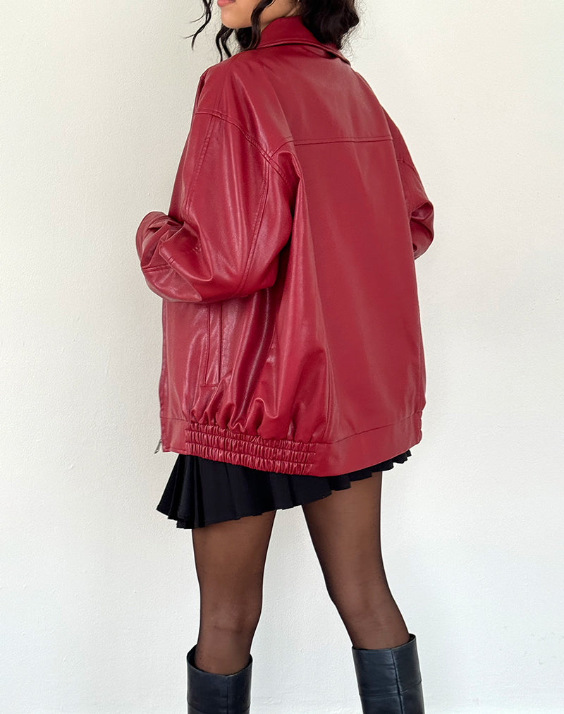 Cavita PU Jacket in Blood Red-Nico Sky