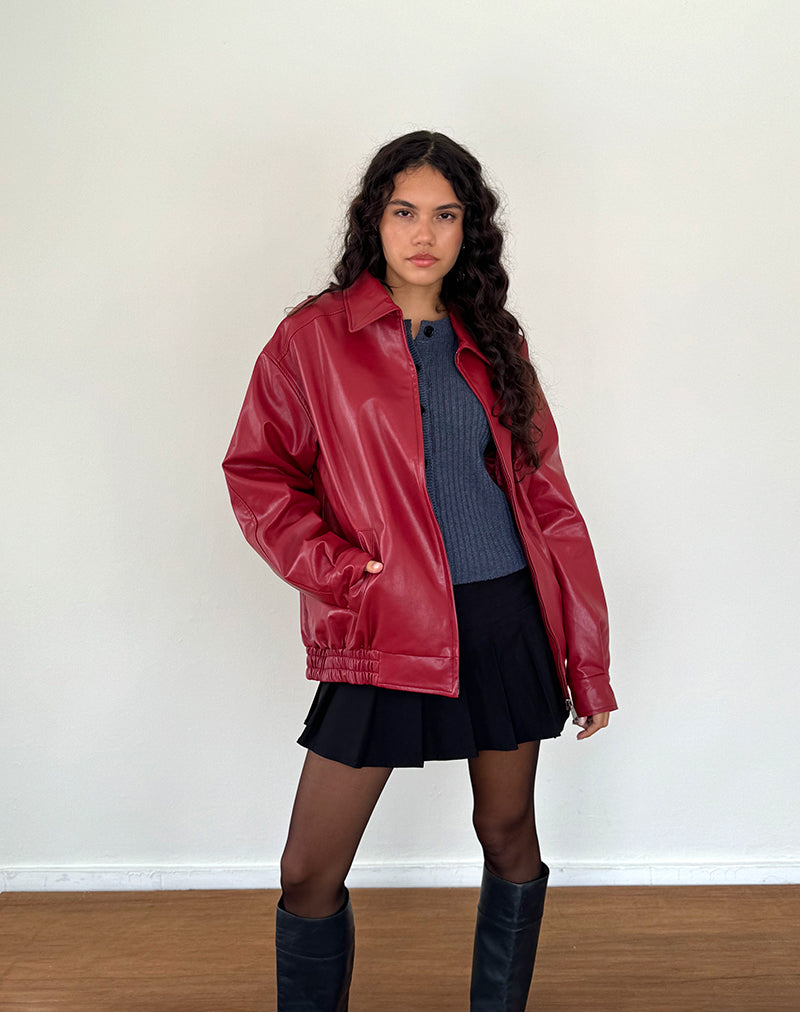 Cavita PU Jacket in Blood Red-Nico Sky