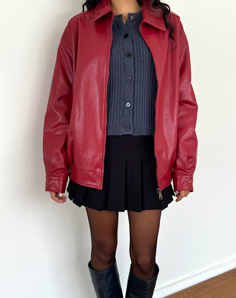 Cavita PU Jacket in Blood Red-Nico Sky