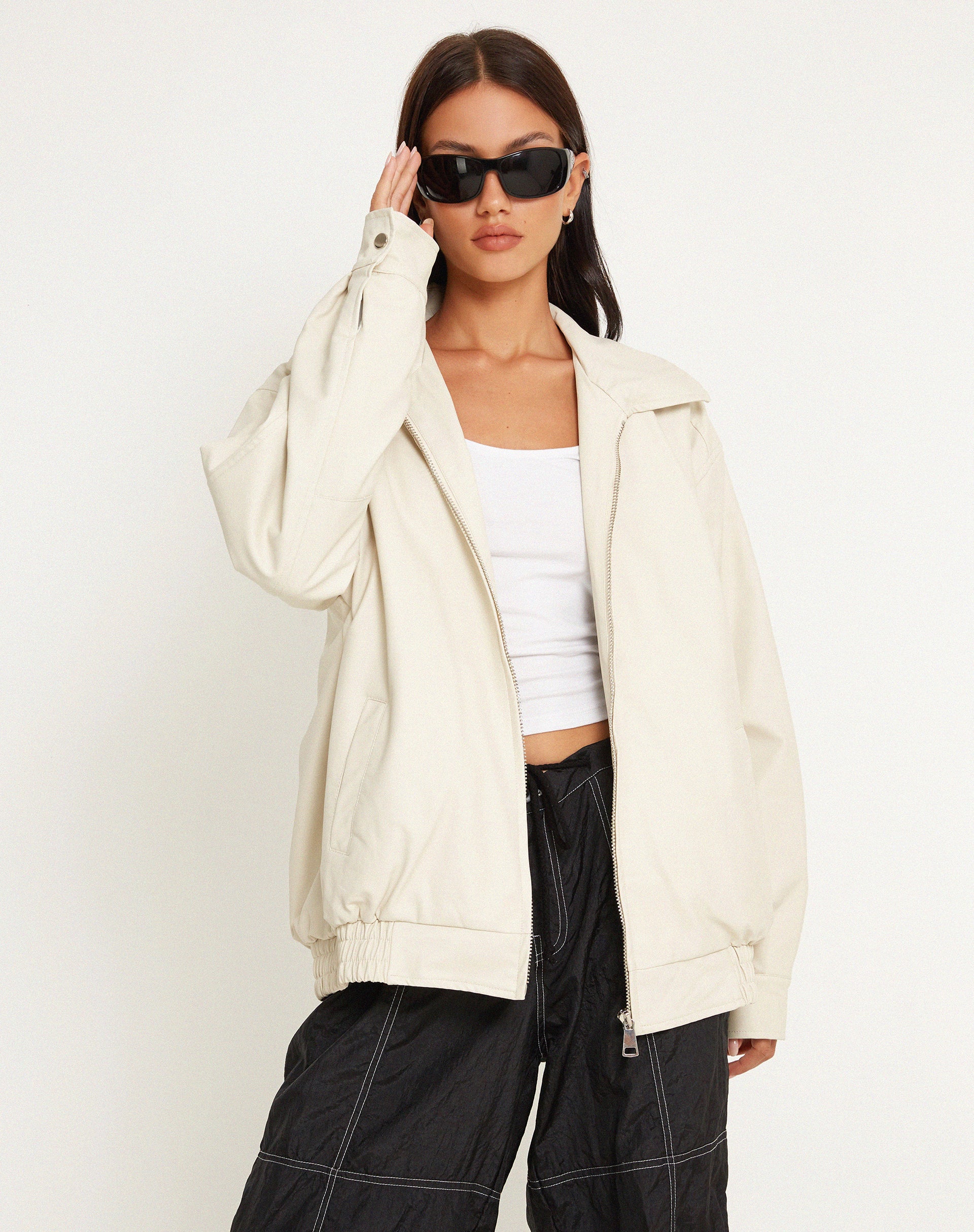 Cavita Jacket in PU Cream-Nico Sky