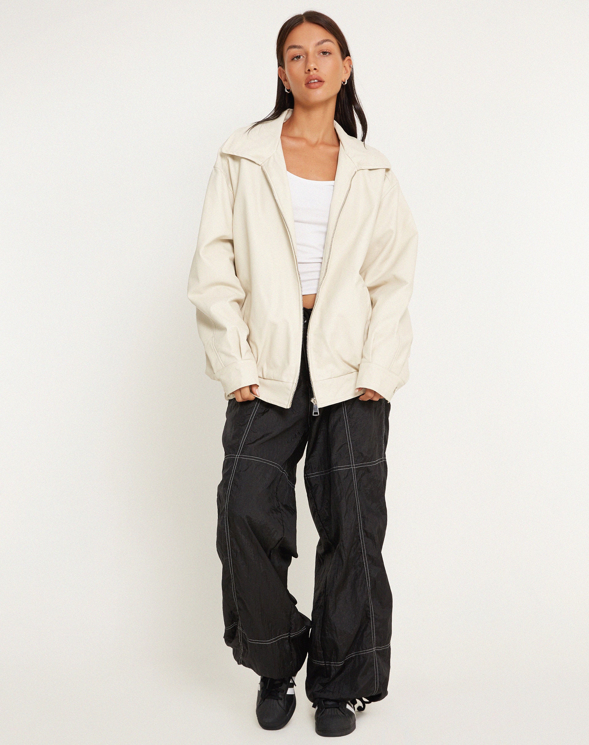 Cavita Jacket in PU Cream-Nico Sky