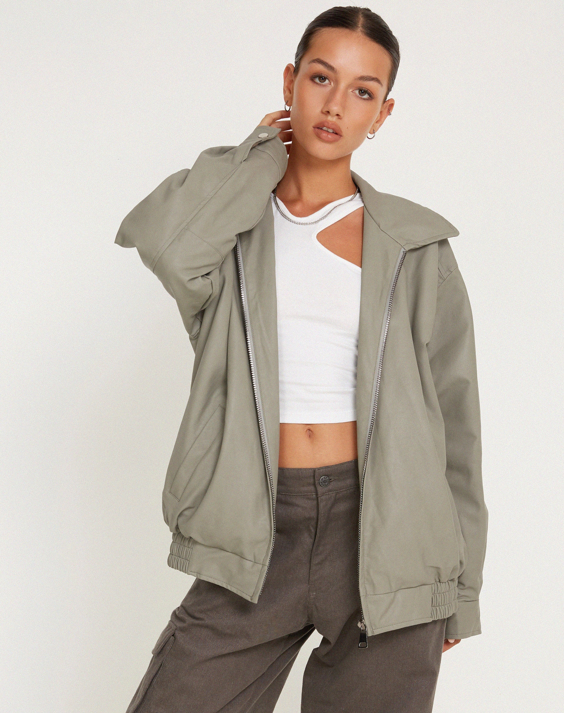 Cavita Jacket in PU Grey-Nico Sky