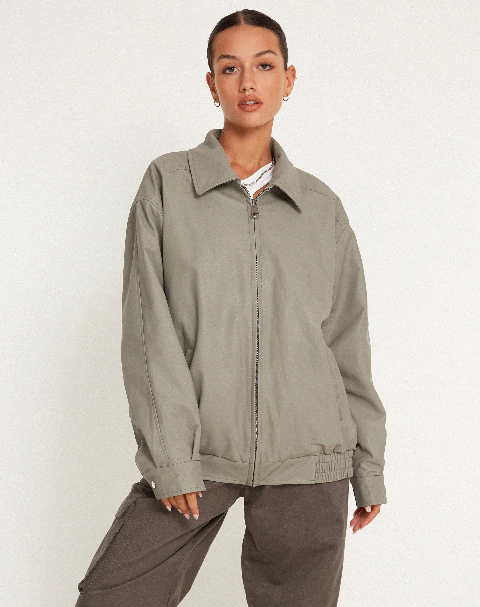 Cavita Jacket in PU Grey-Nico Sky
