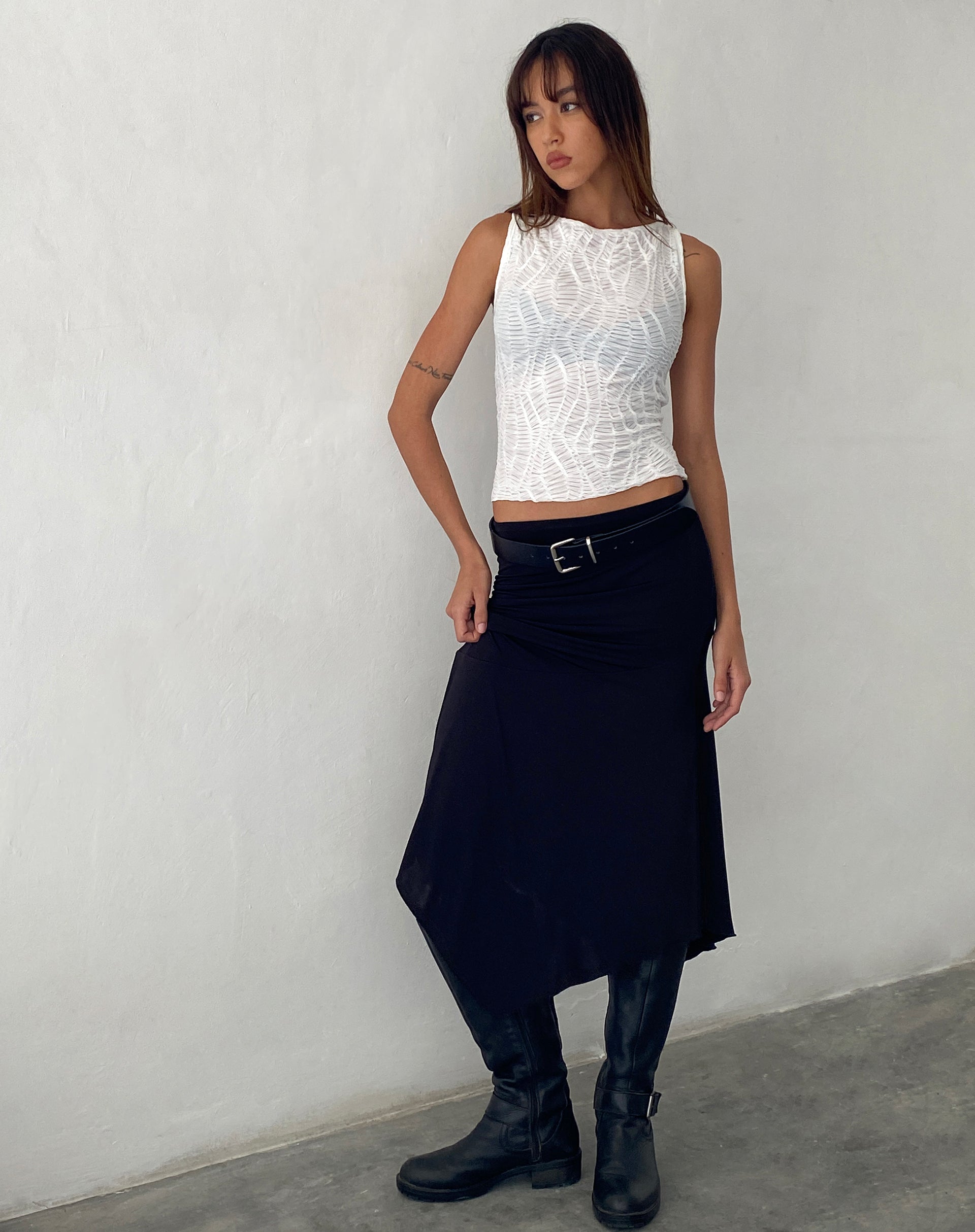 Cerise Tank Top in Ripple White-Nico Sky