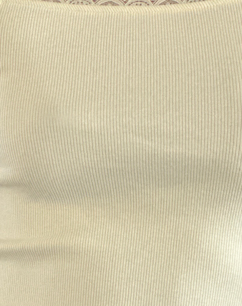 Chacha Top in Rib Lace Buttercream-Nico Sky