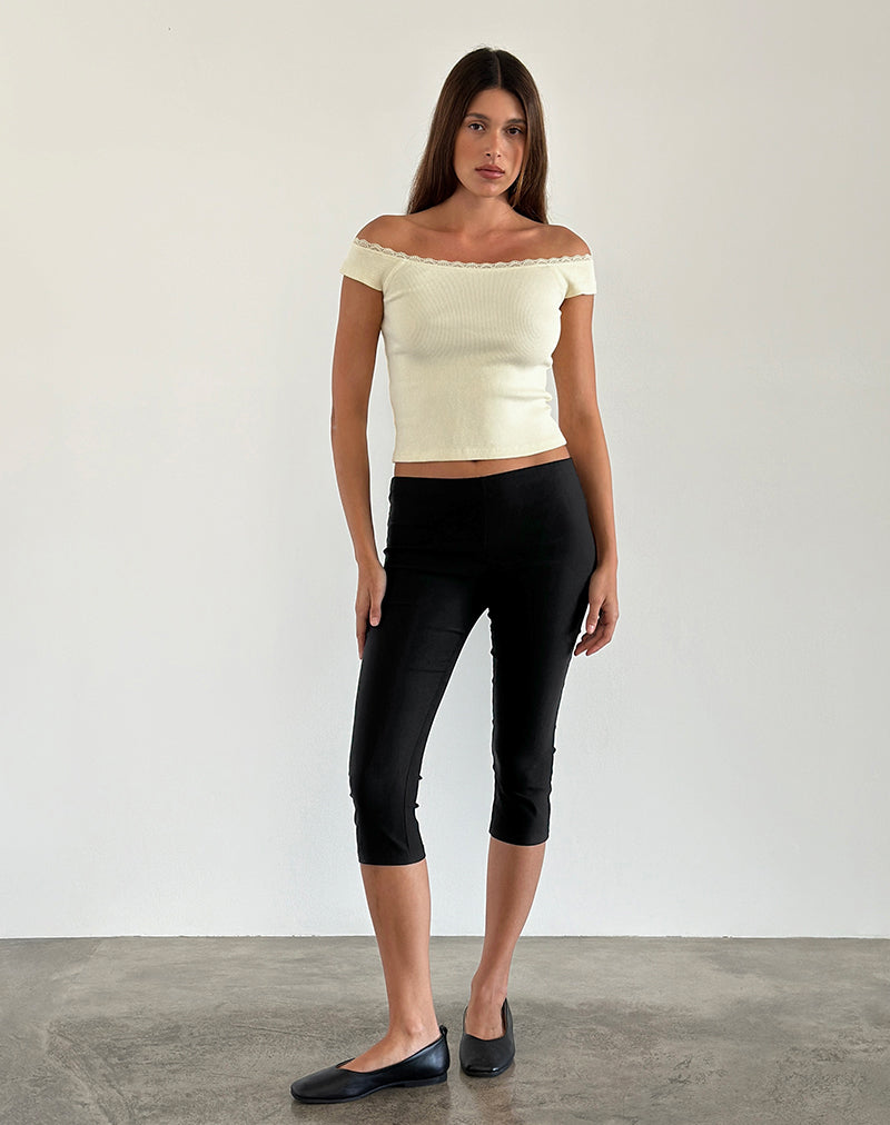 Chacha Top in Rib Lace Buttercream-Nico Sky