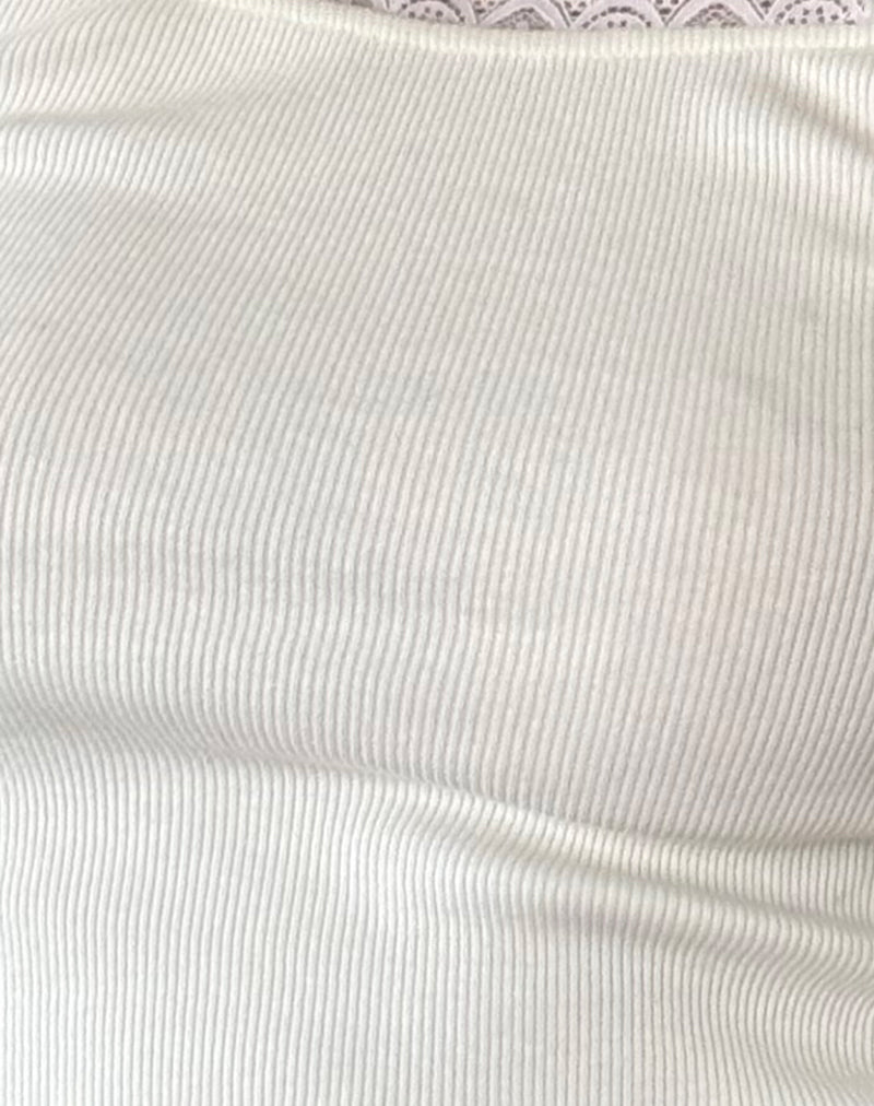 Chacha Top in Off White Rib Lace-Nico Sky