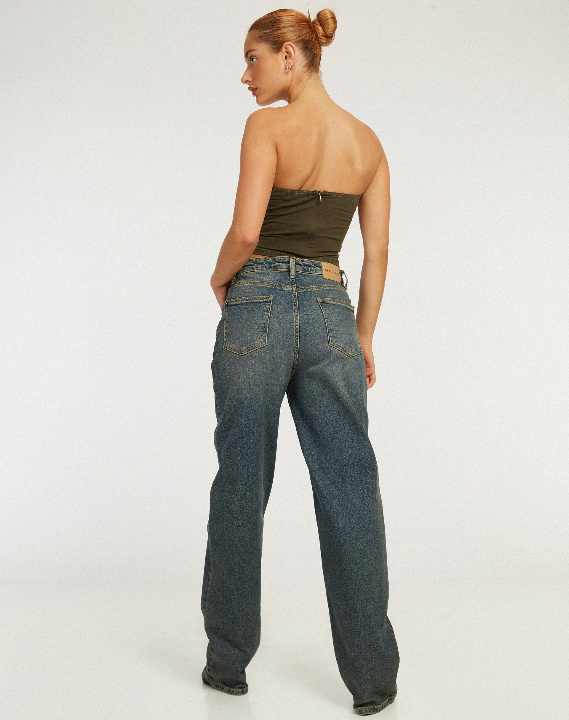 Chae Bandeau Top in Olive-Nico Sky