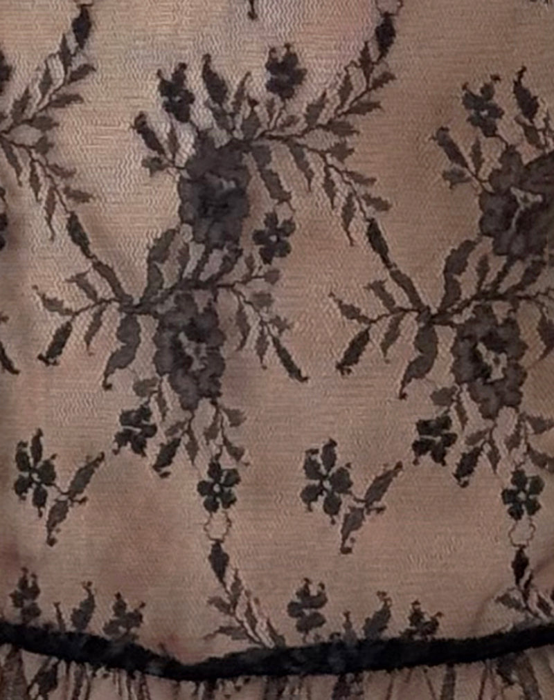 Champel Top in Wild Rose Lace Black-Nico Sky