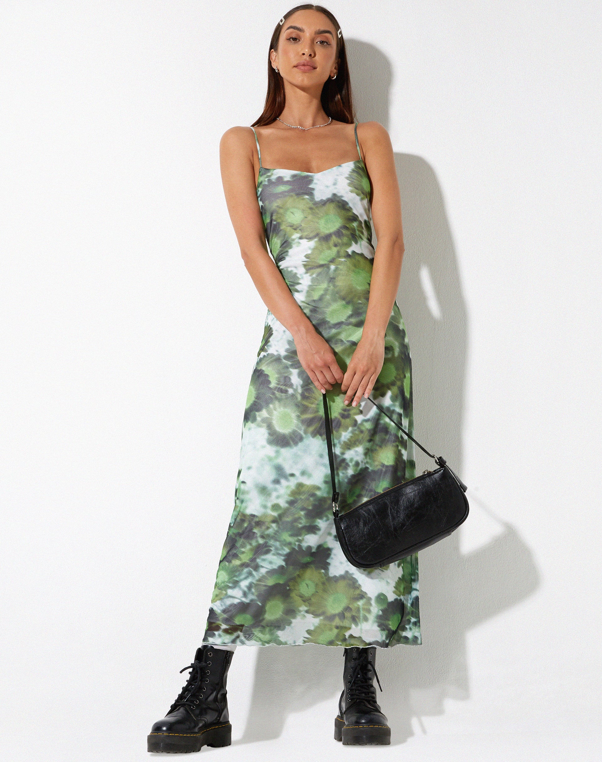 Chanda Maxi Dress in Xray Blurred Daisy Green-Nico Sky