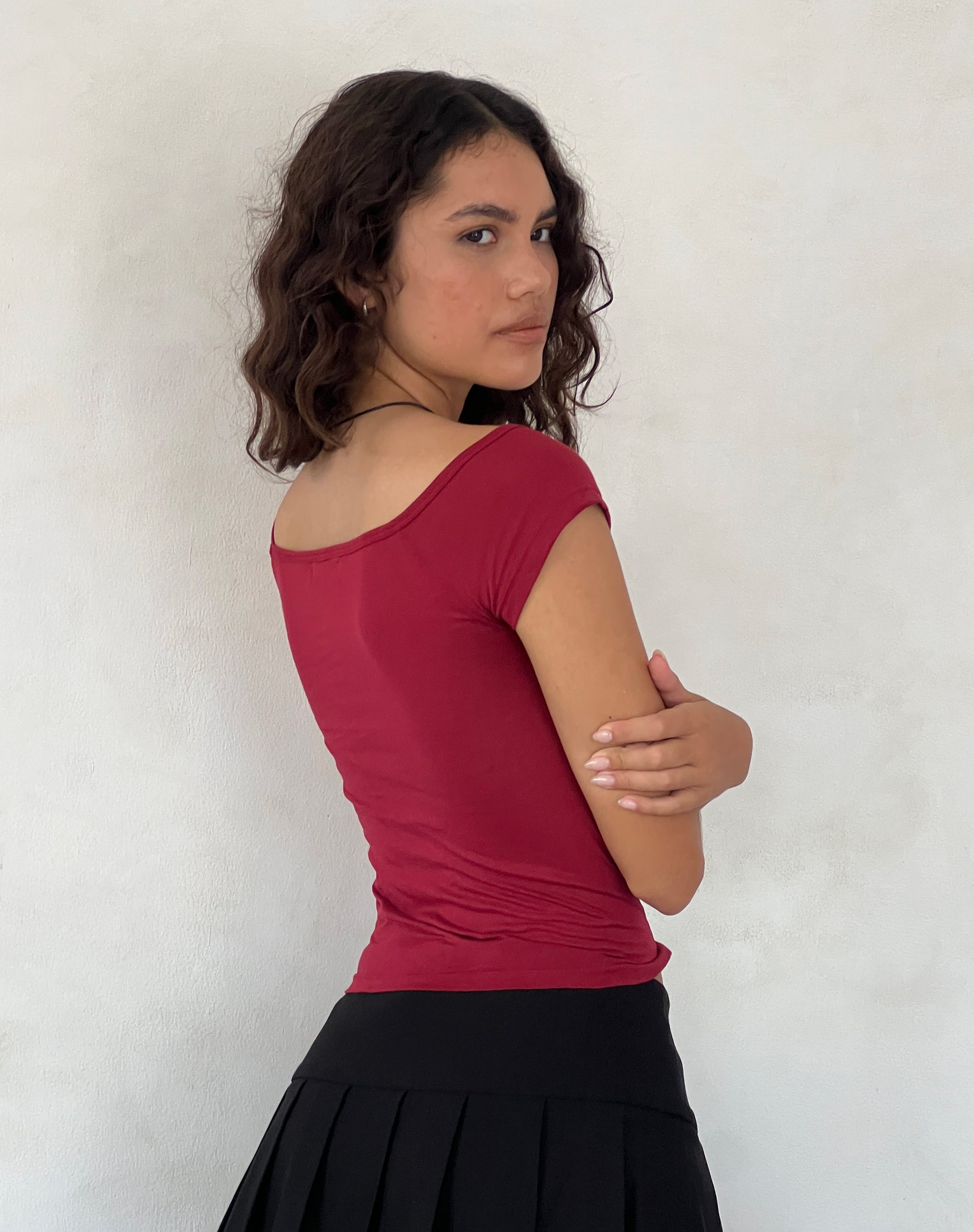 Charya Off The Shoulder Top in Adrenaline Red-Nico Sky
