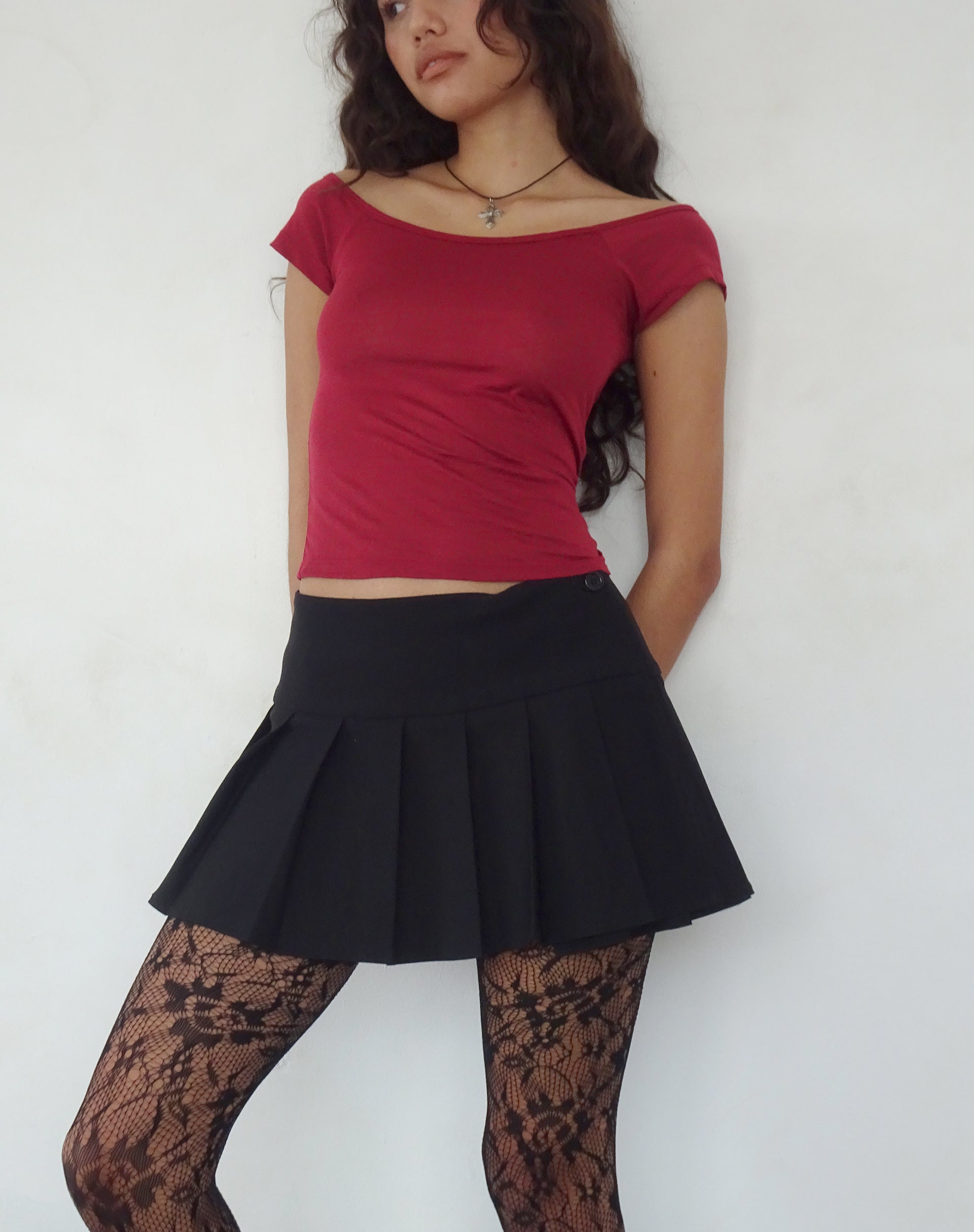 Charya Off The Shoulder Top in Adrenaline Red-Nico Sky