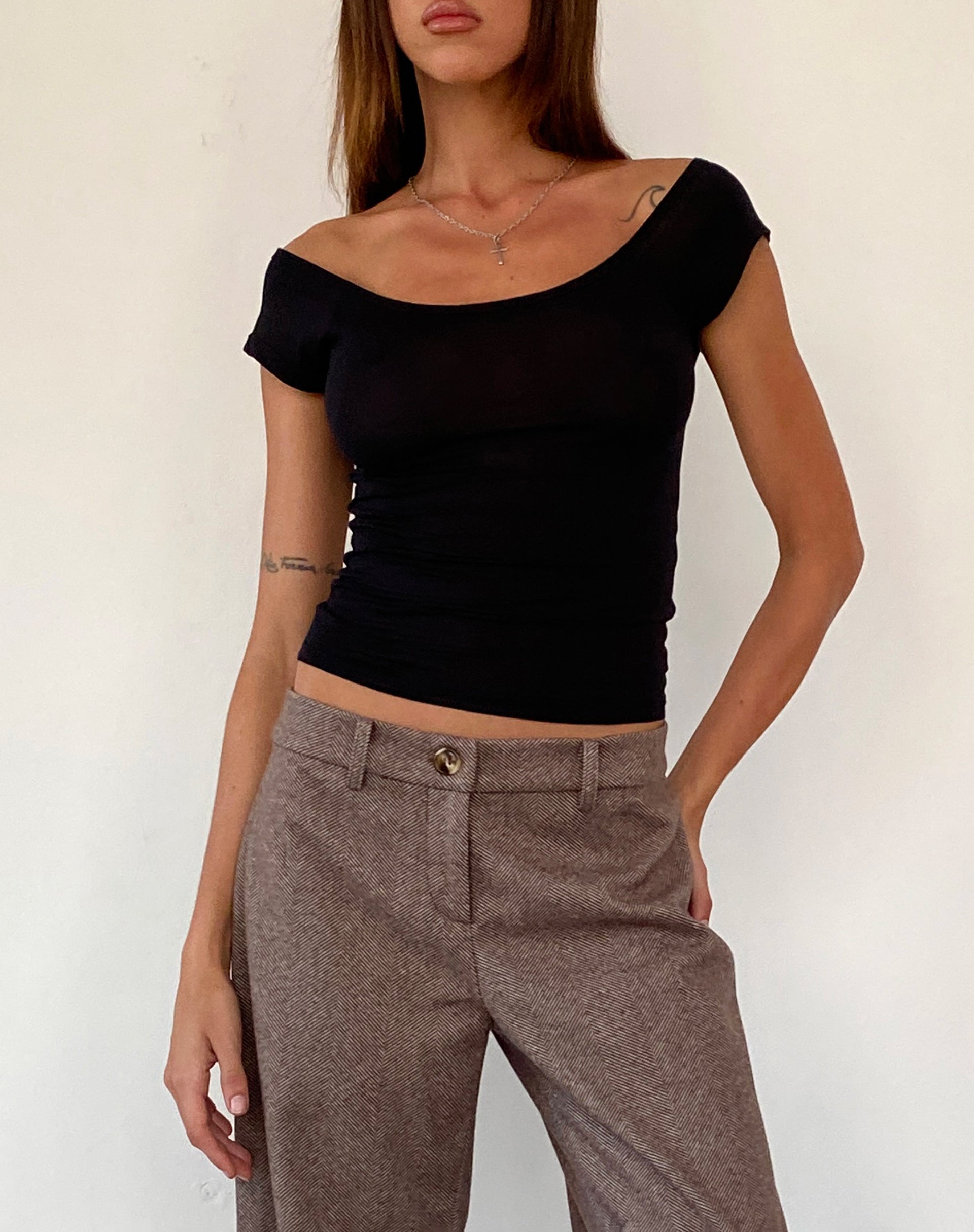 Charya Off The Shoulder Top in Black-Nico Sky