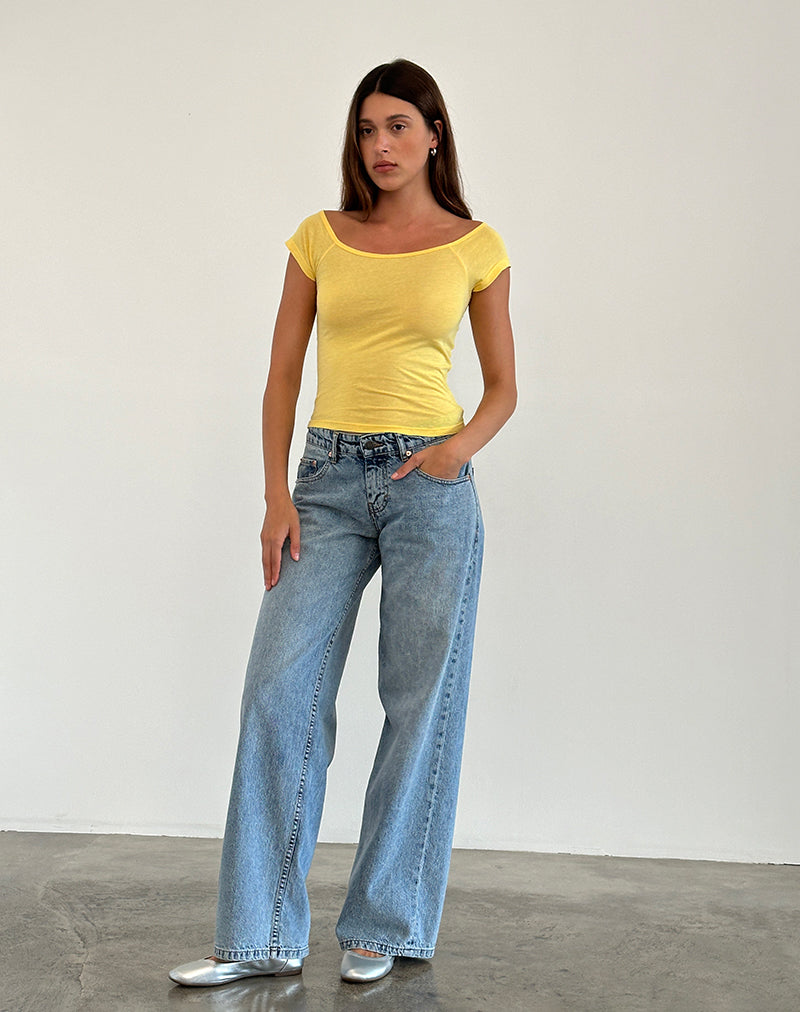 Charya Off Shoulder Top in Lemonade-Nico Sky