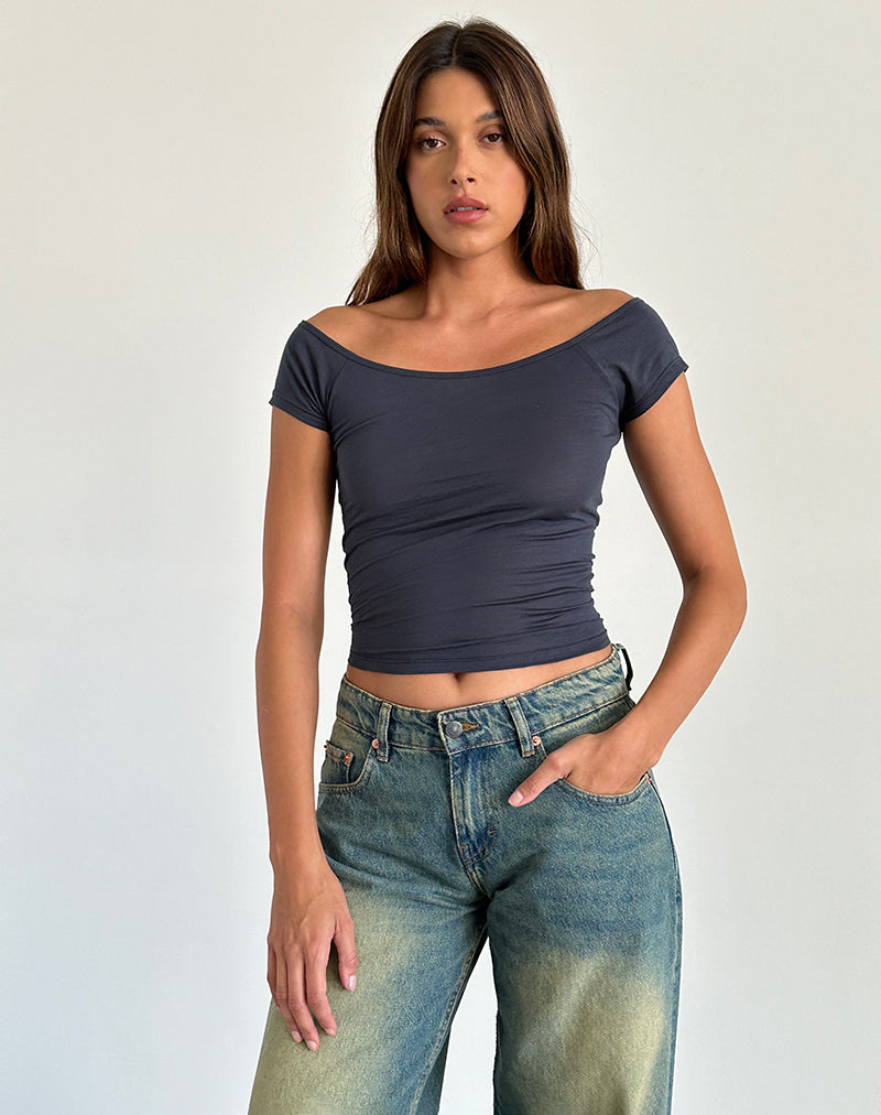 Charya Off The Shoulder Top in Ocean Storm-Nico Sky