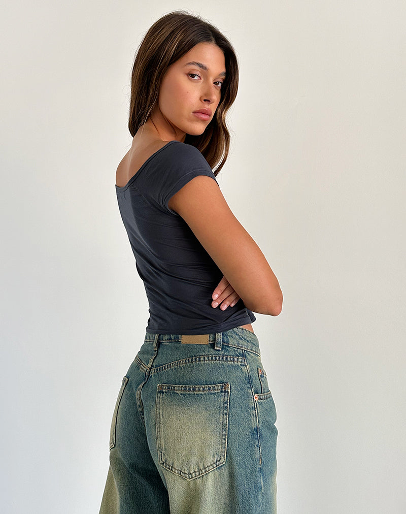 Charya Off The Shoulder Top in Ocean Storm-Nico Sky