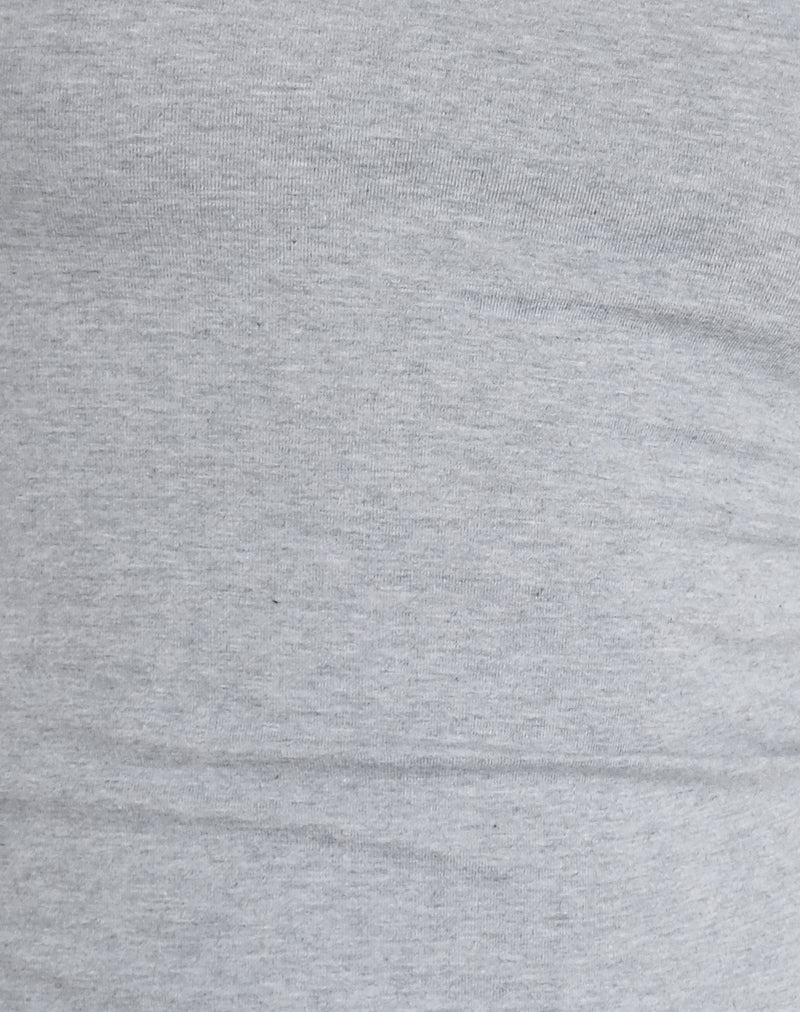 Chihiro Puff Sleeve Baby Tee Top in Grey Marl-Nico Sky