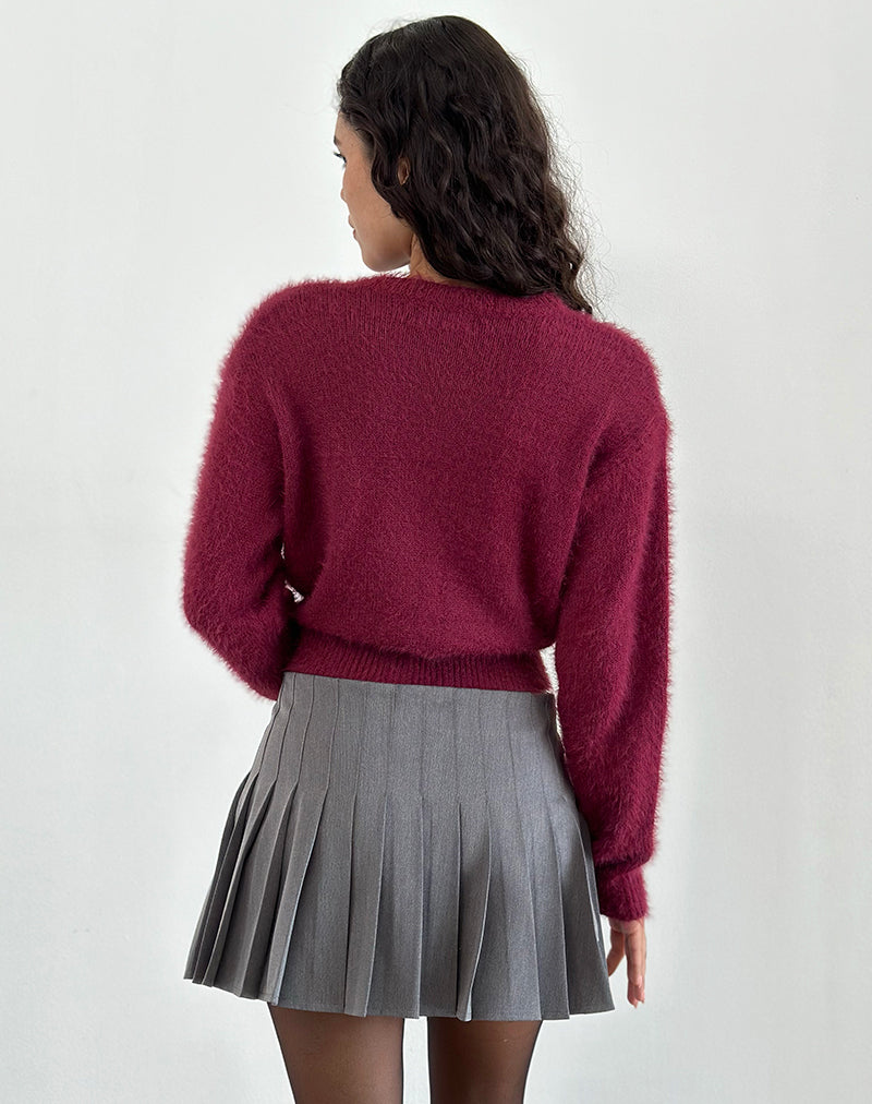 Cida Pleated Mini Skirt in Dark Charcoal-Nico Sky