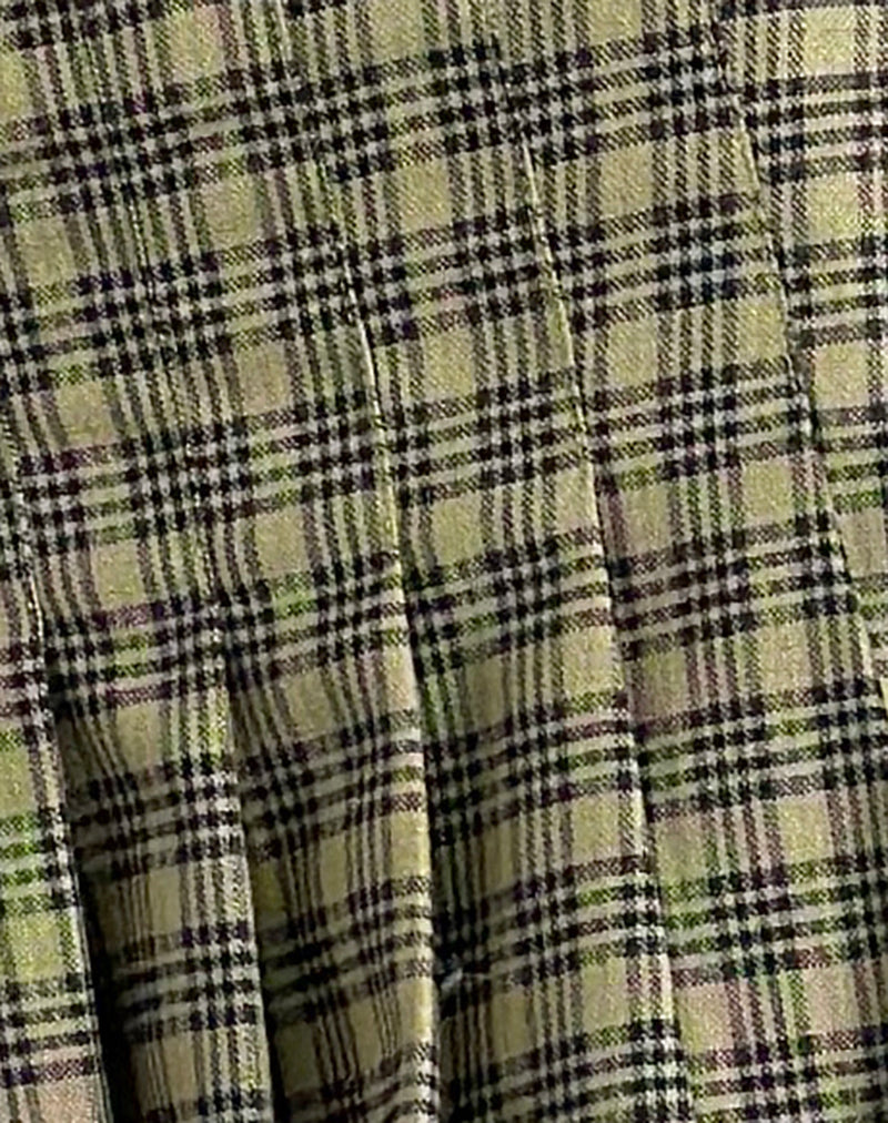 Cida Small Pleated Mini Skirt in Yellow Check-Nico Sky