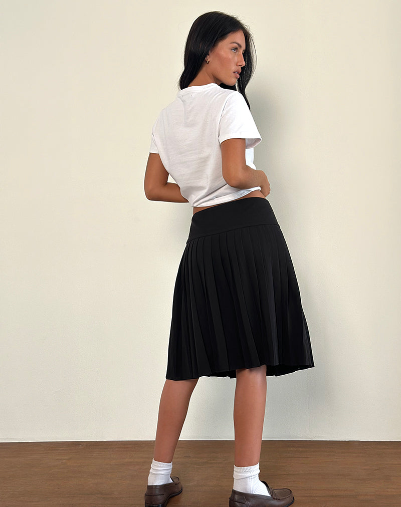 Citrani Pleated Midi Skirt in Black-Nico Sky