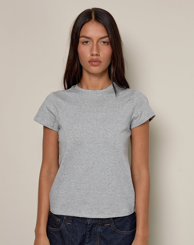 Clio Baggy Tee in Grey Marl-Nico Sky