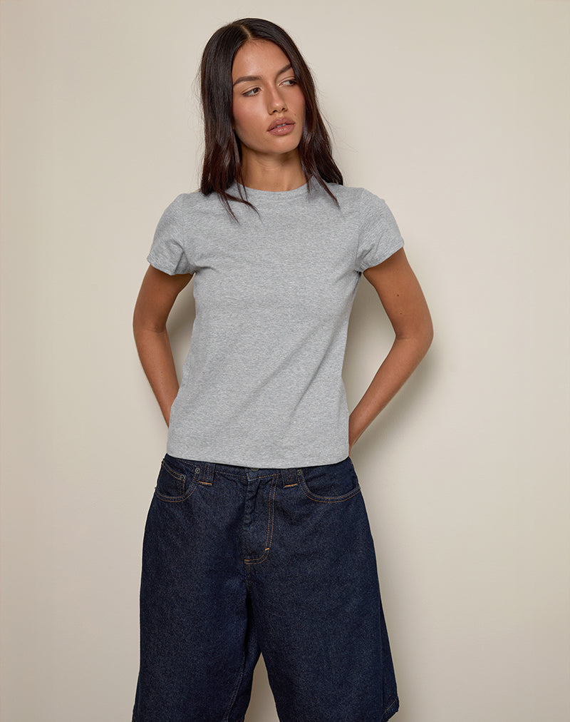 Clio Baggy Tee in Grey Marl-Nico Sky