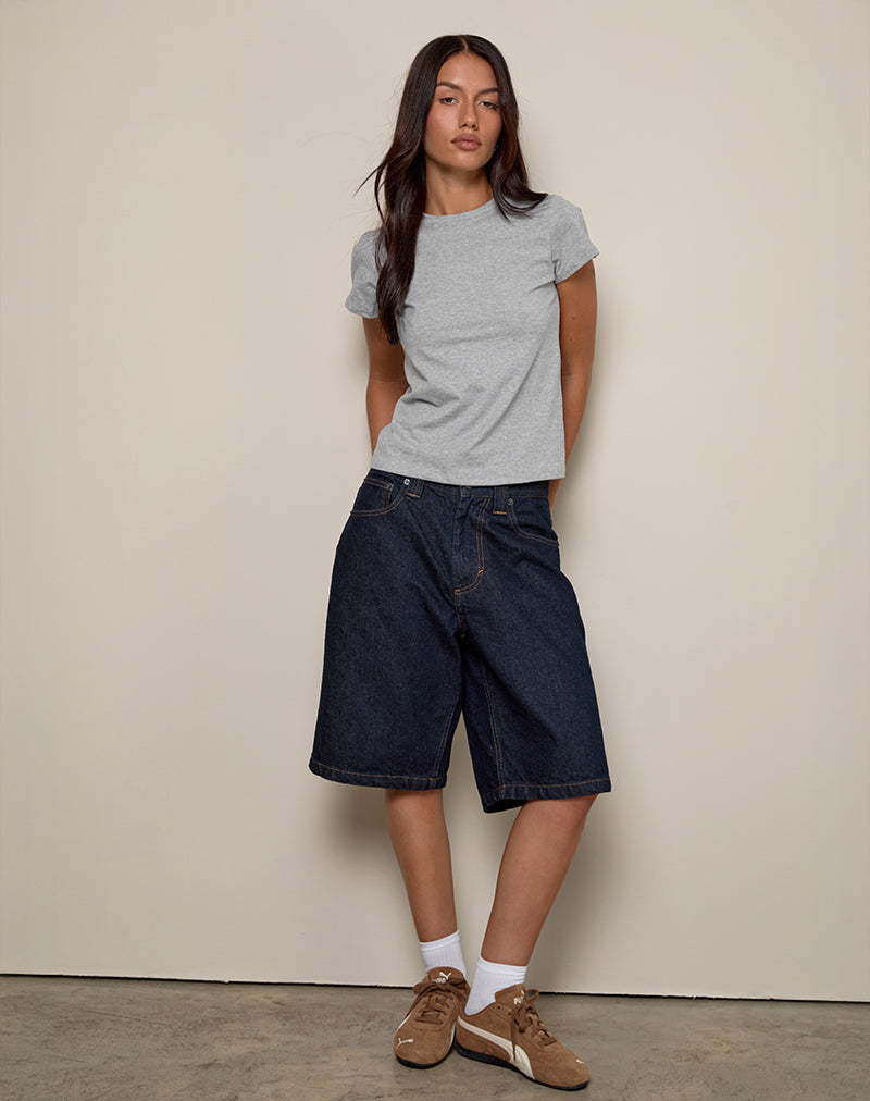 Clio Baggy Tee in Grey Marl-Nico Sky