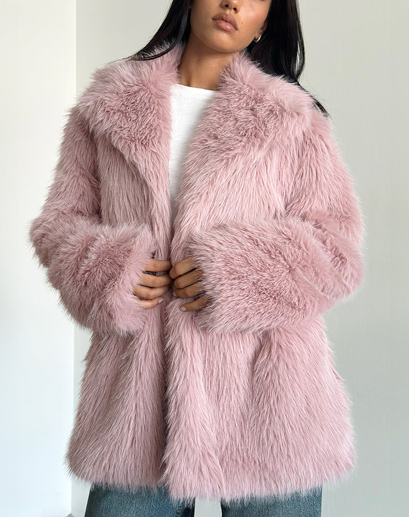 Lupita Jacket in Faux Fur Dusty Pink-Nico Sky