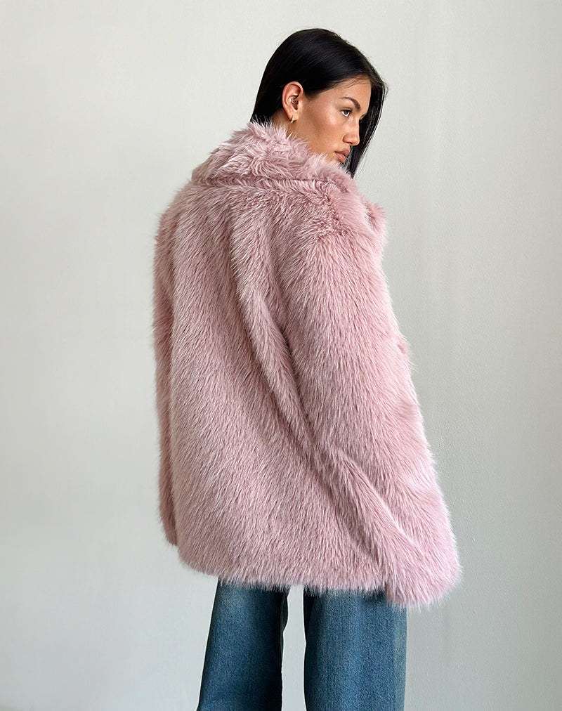 Lupita Jacket in Faux Fur Dusty Pink-Nico Sky