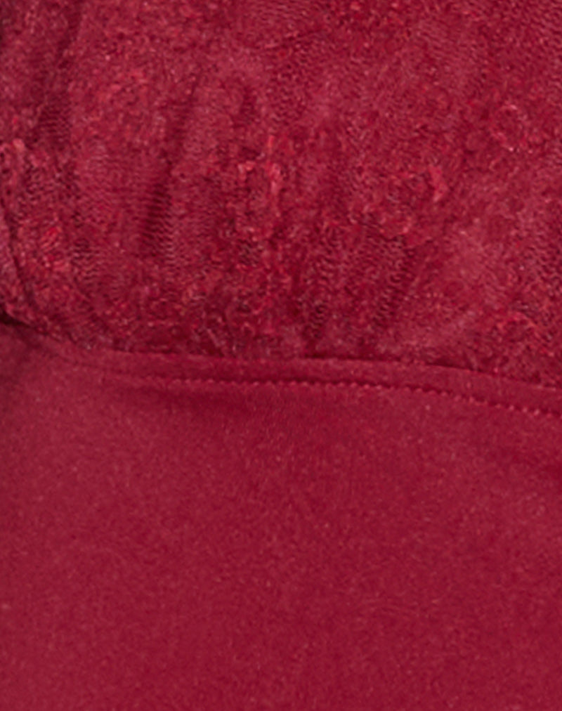 Cosimo Halterneck Top in Lace Red-Nico Sky