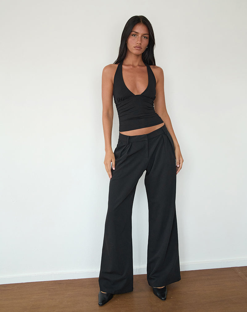 Cosmo Halterneck Top in Jersey Black-Nico Sky