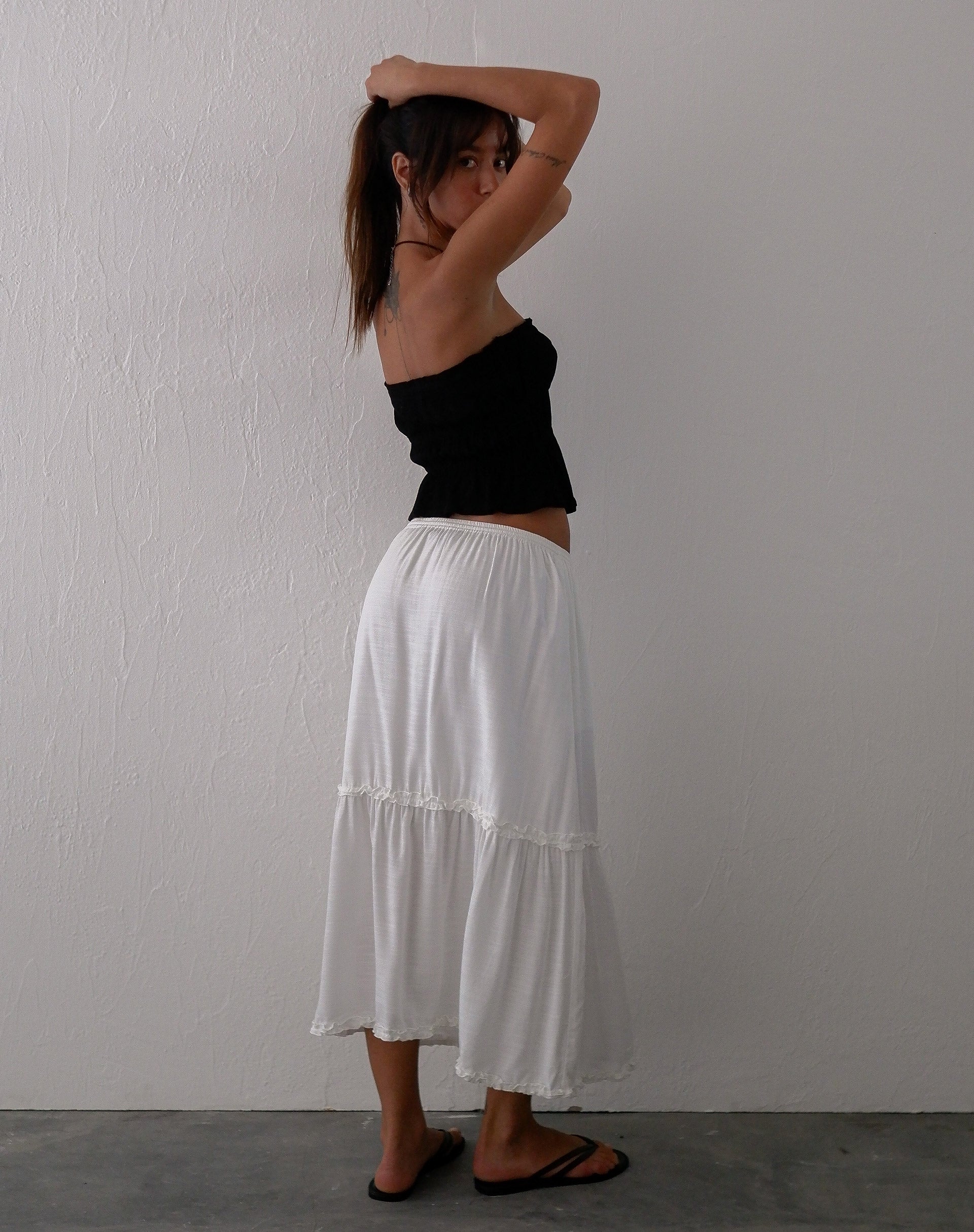 Cove Bandeau Top in Crinkle Black-Nico Sky