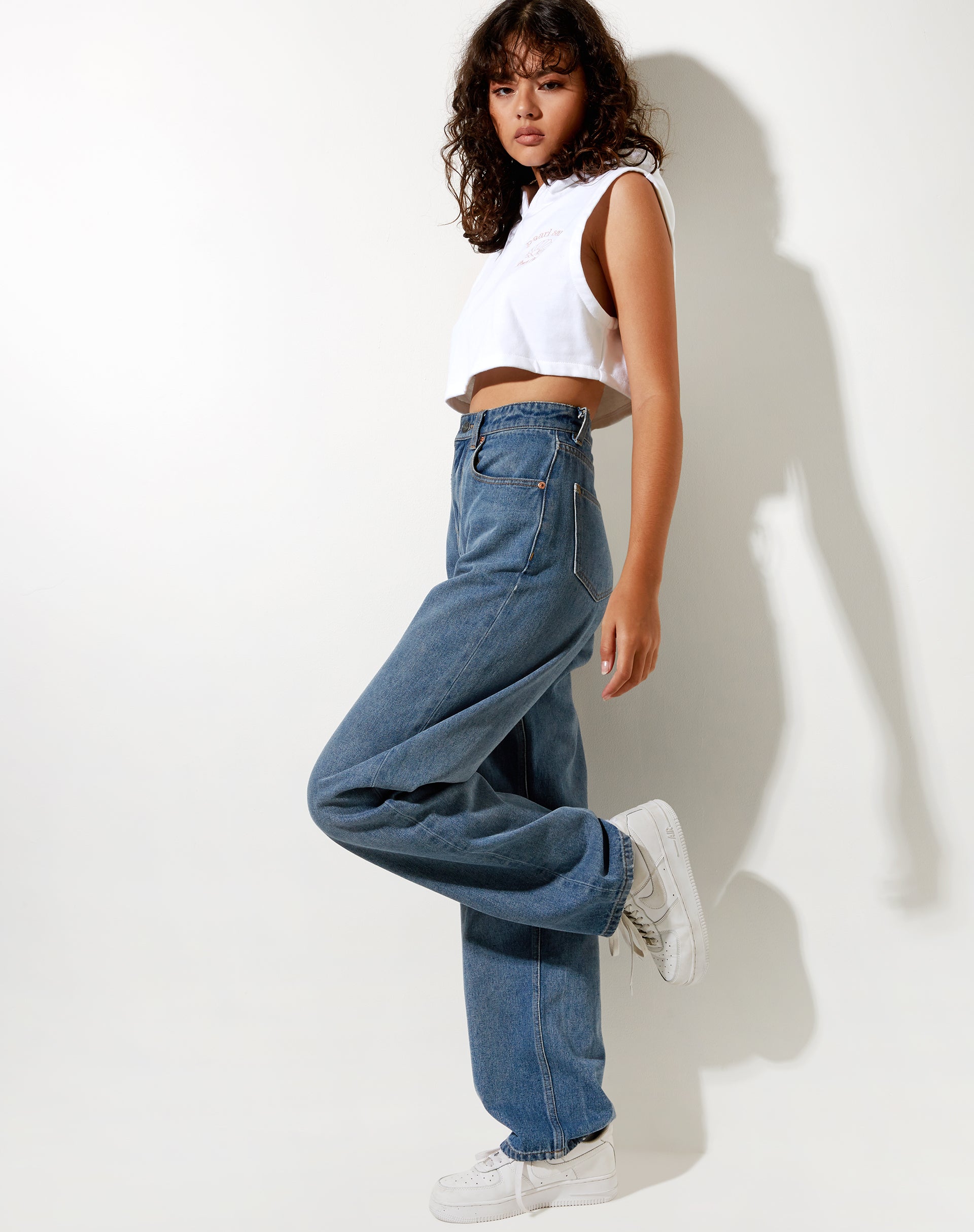 Crodie Hoodie in White Pearl Sand Embro-Nico Sky